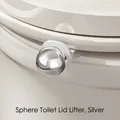 Silver ball toilet lid lifter with 2.6cm spherical handle and white suction bracket - Spherical Lid Opener / 1 Piece / White Silver