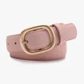 Ceinture rose mat pour femme en daim avec texture fine et boucle carrée dorée élégante - Rose