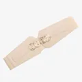 Elastic wide belt in apricot with four vintage gold coin embossed buckles for women - Beige