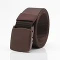 Ceinture tactique en nylon marron foncé avec boucle en plastique mat et texture tissée - Café