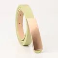 Slim light green PU leather belt for women with elegant rose gold smooth buckle - Light Green