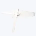 Women's white knotted waist belt in elegant leather finish for dresses and coats - White