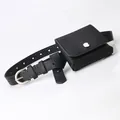 Elegante cintura in pelle nera con cuori traforati e mini pochette coordinata - Stile Cuore Traforato (9012) / Nero