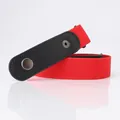 Elastic no-buckle invisible belt in red high-stretch fabric with black leather ends - Red
