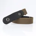 Brown elastic invisible waist belt for women with black faux leather and metal snap - Green