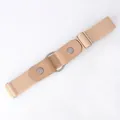 Cinturón invisible elástico beige para vaqueros con anillo metálico y detalles de cuero PU - Caqui