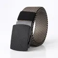 Ceinture tressée pour homme en sergé noir et kaki avec boucle métallique texturée mate - Poche zippée