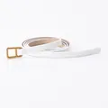 Minimalist white leather belt for women with elegant gold square buckle for dresses - Minimalist Square Buckle (793#) / White (793#)