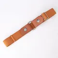 Ceinture invisible élastique sans boucle pour femme en marron avec anneau argenté - Chameau