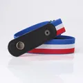 Elastic invisible belt for jeans featuring red, white, and blue stripes and snap buttons - Red/White/Blue