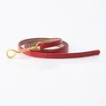 Women's vintage red leather belt with elegant golden double-twist buckle for dresses - Red (794#)