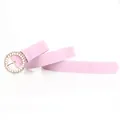 Elegant lavender PU leather belt with round faux pearl and rhinestone alloy buckle - Purple