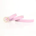 Elegant lavender slim belt with pearl-embellished round buckle for women accessories - Purple
