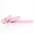 Elegant light purple faux leather belt with a golden heart-shaped pearl buckle for women - 105cm / Purple