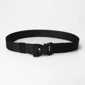 Men's black tactical nylon belt featuring a durable quick-release buckle and woven strap - Black