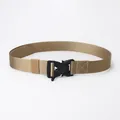 Heavy-duty khaki tactical nylon belt with a black quick-release buckle for men - Khaki