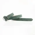 Vintage forest green faux suede belt for women featuring a round silver metal buckle - Green