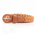 Ceinture tressée marron vintage pour femmes avec boucle PU pour robes et chemises - Camel
