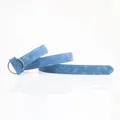 Retro grey blue nubuck PU leather belt for women with adjustable double D-ring buckle - Blue