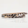 Slim leopard print belt for women with elegant gold alloy buckle and double metal loops - Leopard White