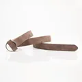 Vintage brown PU leather belt for women with a polished silver D-ring buckle - Coffee