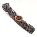 Handmade bohemian dark coffee braided wax rope waist belt with round wooden buckle - Coffee
