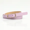 Ceinture fine en similicuir lavande pour femme avec une boucle rectangulaire dorée - Violet