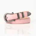 Elegant pale pink leather belt with vintage silver metal buckle and classic stitching - Pink