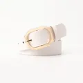 Ceinture femme minimaliste en cuir blanc avec boucle octogonale dorée élégante - Blanc