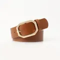 Ceinture marron pour femme avec une boucle métallique octogonale dorée minimaliste - Chameau