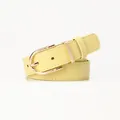 Ceinture cuir femme à motif litchi jaune citron avec boucle en métal fer à cheval - Jaune