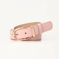 Ceinture rose en cuir pour femme avec une boucle dorée au design effet bambou - Rose
