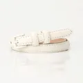 Sottile cintura vintage bianco crema per donna con fibbia quadrata tono su tono - Bianco