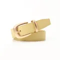 Cintura minimalista crema in finta pelle con fibbia dorata a ferro di cavallo e grana - Giallo