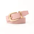 Cintura da donna rosa in pelle martellata con fibbia a ferro di cavallo dorata - Rosa chiaro