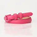 Cintura sottile da donna color rosa acceso in pelle PU con fibbia quadrata coordinata - Rosa Rosso