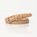 Cintura sottile vintage da donna in similpelle color cammello con fibbia quadrata a perno - Cachi Chiaro
