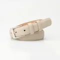 Ceinture minimaliste en cuir blanc crème avec boucle ardillon en alliage argenté - Beige