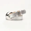 Minimalist silver moon buckle waist belt for women with sleek metallic finish - Silver