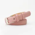 Ceinture fine moderne rose poudré pour femme avec boucle carrée en argent poli - Rose