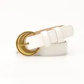 Cinturón elegante de cuero blanco con hebilla de media luna vintage en oro antiguo - Blanco