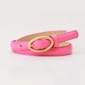Cintura sottile da donna rosa con fibbia ovale dorata e cuciture di precisione su misura - Rosa Rossa
