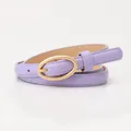 Cintura sottile da donna lavanda con fibbia ad ardiglione ovale in oro opaco - Viola