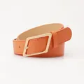 Cintura da donna alla moda in pelle arancione con fibbia geometrica dorata moderna - Cammello Chiaro