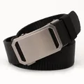 Tactical black nylon belt for men featuring a matte silver alloy metal buckle - 3.5cm x 125cm / Black