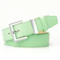 Ceinture élégante en similicuir vert menthe avec boucle carrée argentée pour femme - Vert clair