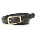 Classic black leather belt for women with elegant gold pin buckle for jeans - Black
