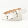 Cintura minimalista in pelle bianca per donna con fibbia quadrata argentata - Bianco