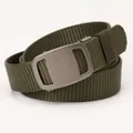 Army green tactical nylon belt for men with matte alloy automatic buckle closure - Army Green