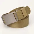 Khaki nylon tactical belt featuring a matte grey alloy buckle and durable woven strap - 3.5cm x 125cm / Khaki
